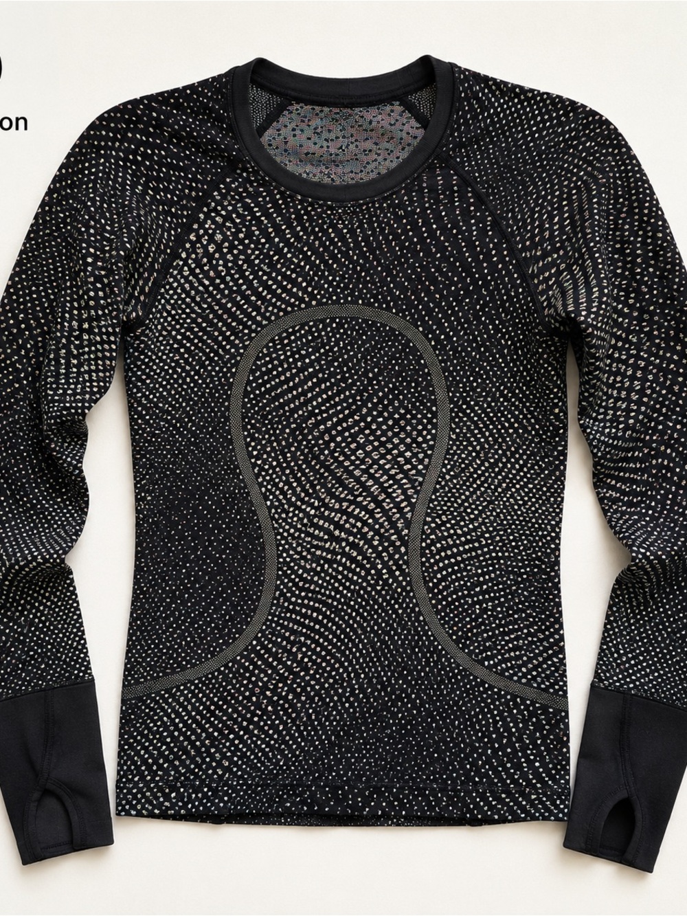 Lululemon Swiftly Tech LS 2.0 Size 4 Grid Warp Black Neon Multi GWBL/NNMU 57358